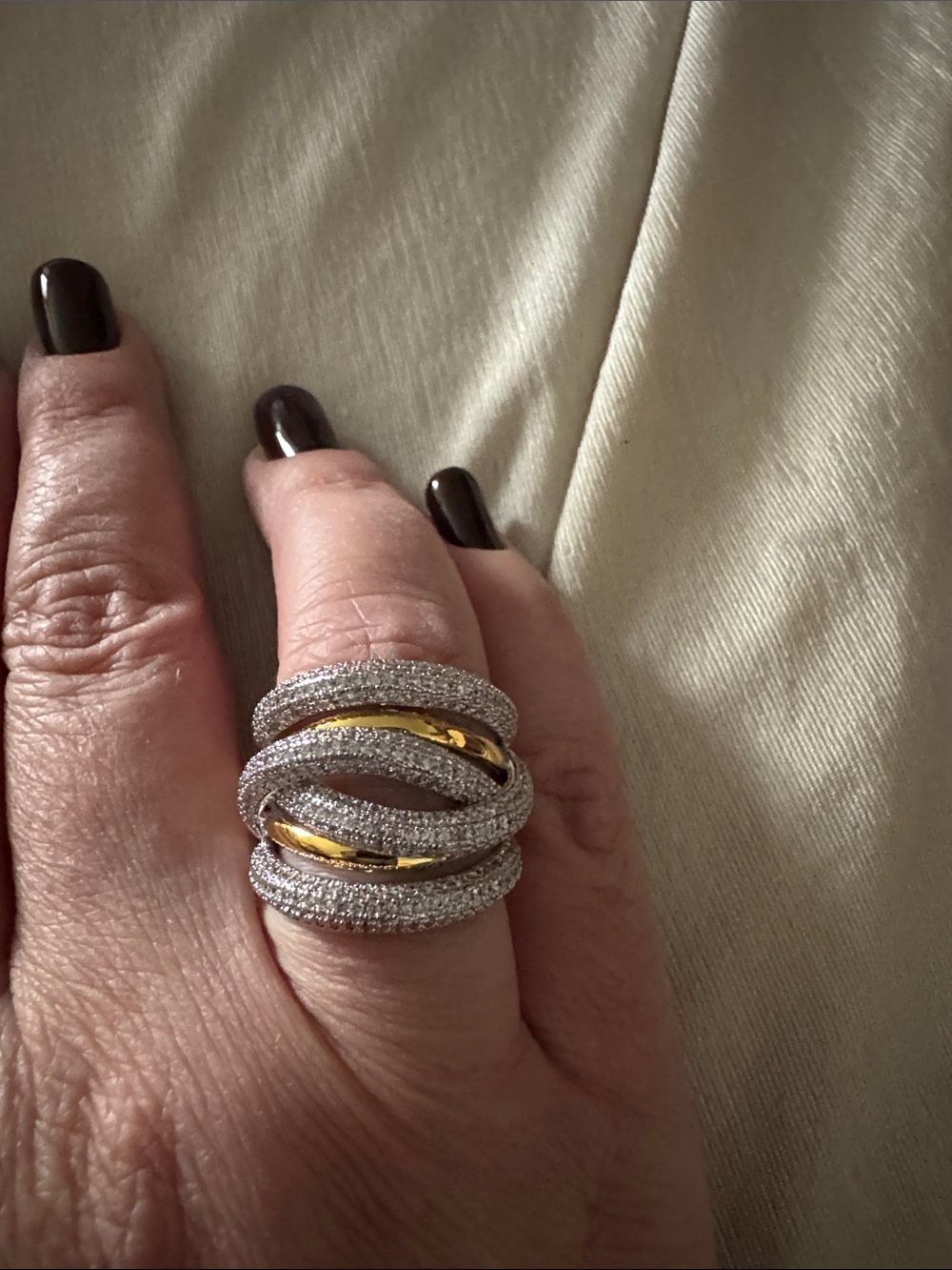 Two-Tone Pave Dome Statement Ring in Gold and Silver ⭐️BRAND NEW⭐️